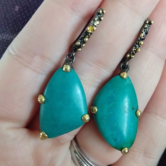 Turquoise sterling silver earrings - Picture 6 of 8